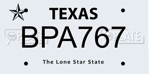 BPA767 Texas License Plate
