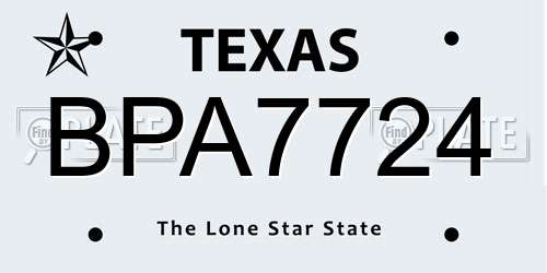 BPA7724 Texas License Plate