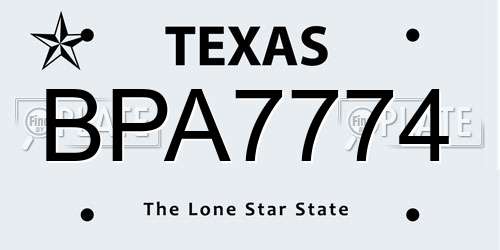 BPA7774 Texas License Plate