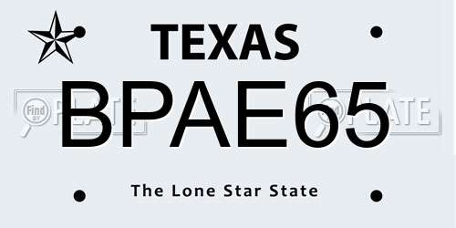 BPAE65 Texas License Plate