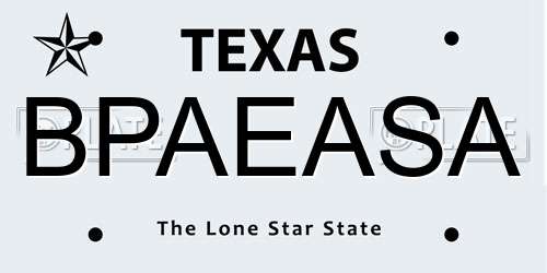 BPAEASA Texas License Plate