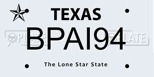 BPAI94 Texas License Plate