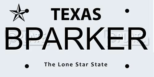 BPARKER Texas License Plate