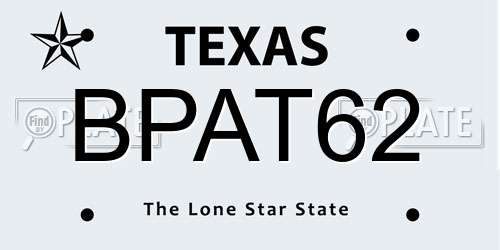BPAT62 Texas License Plate