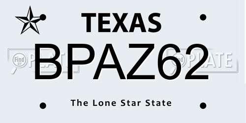 BPAZ62 Texas License Plate