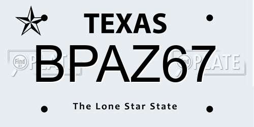 BPAZ67 Texas License Plate