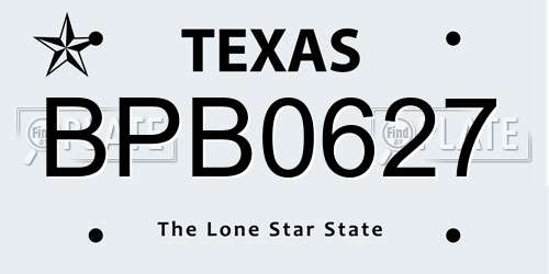 BPB0627 Texas License Plate