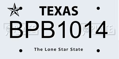 BPB1014 Texas License Plate