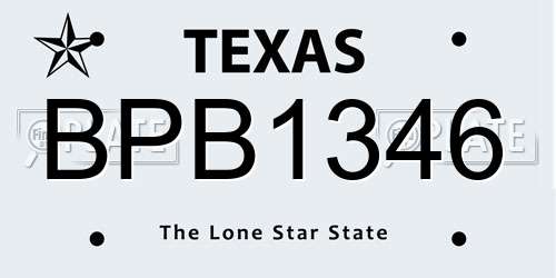 BPB1346 Texas License Plate