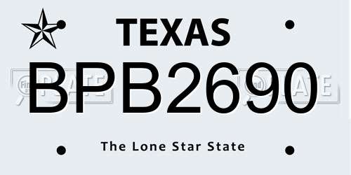 BPB2690 Texas License Plate