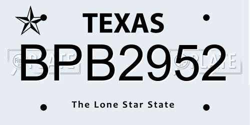 BPB2952 Texas License Plate