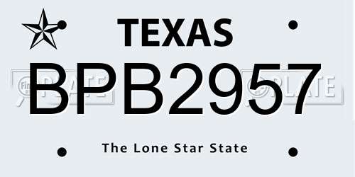 BPB2957 Texas License Plate