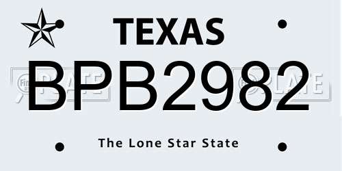 BPB2982 Texas License Plate