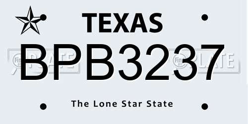 BPB3237 Texas License Plate