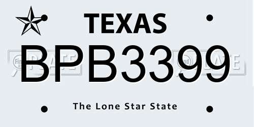 BPB3399 Texas License Plate