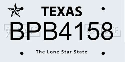 BPB4158 Texas License Plate