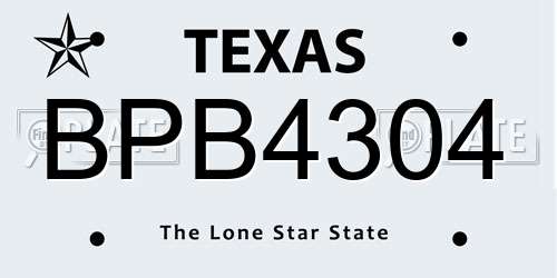 BPB4304 Texas License Plate