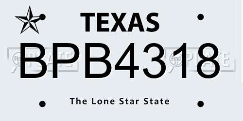 BPB4318 Texas License Plate