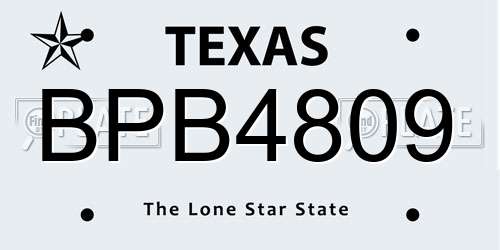 BPB4809 Texas License Plate