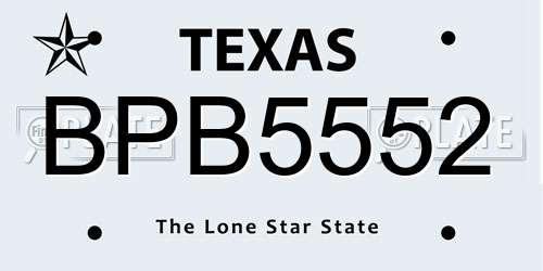 BPB5552 Texas License Plate