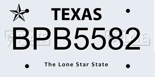 BPB5582 Texas License Plate
