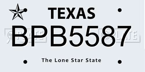 BPB5587 Texas License Plate