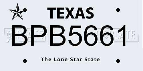 BPB5661 Texas License Plate