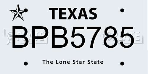 BPB5785 Texas License Plate