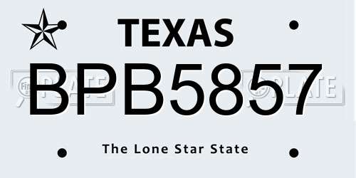 BPB5857 Texas License Plate