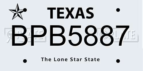 BPB5887 Texas License Plate