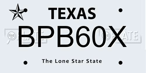 BPB60X Texas License Plate