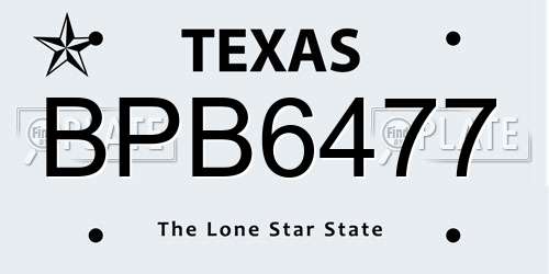 BPB6477 Texas License Plate