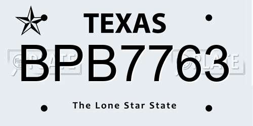 BPB7763 Texas License Plate
