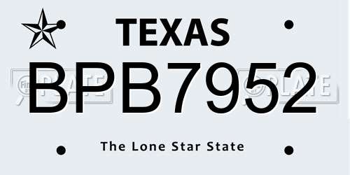 BPB7952 Texas License Plate