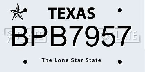 BPB7957 Texas License Plate