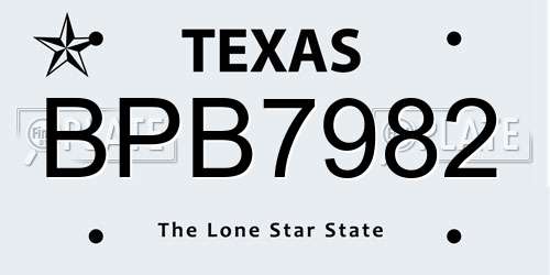 BPB7982 Texas License Plate