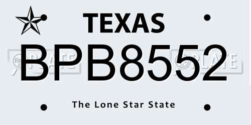 BPB8552 Texas License Plate