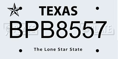BPB8557 Texas License Plate