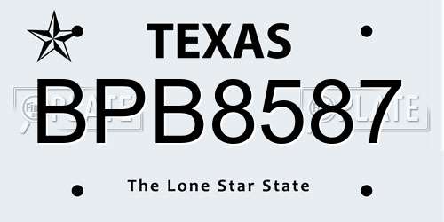 BPB8587 Texas License Plate