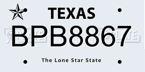 BPB8867 Texas License Plate