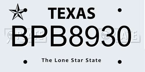 BPB8930 Texas License Plate