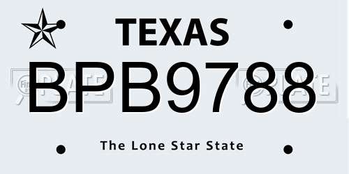 BPB9788 Texas License Plate