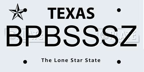 BPBSSSZ Texas License Plate