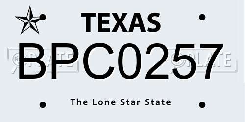 BPC0257 Texas License Plate