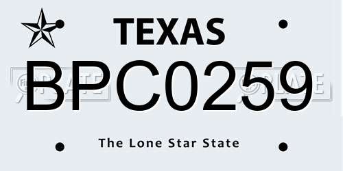 BPC0259 Texas License Plate