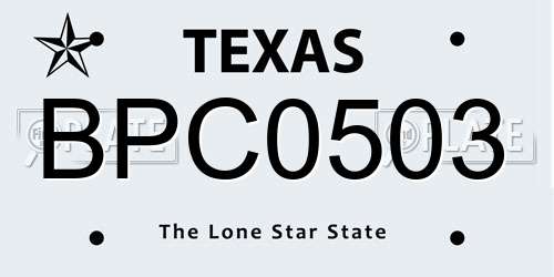 BPC0503 Texas License Plate