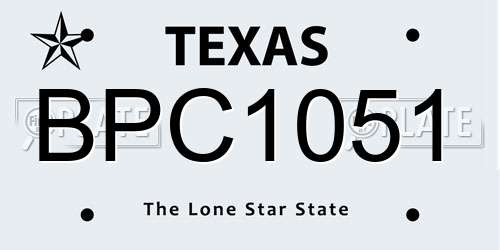 BPC1051 Texas License Plate