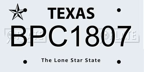 BPC1807 Texas License Plate