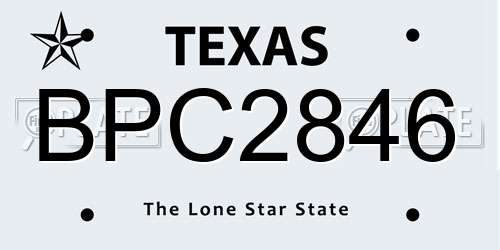 BPC2846 Texas License Plate