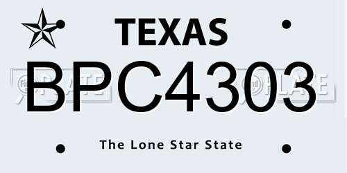 BPC4303 Texas License Plate